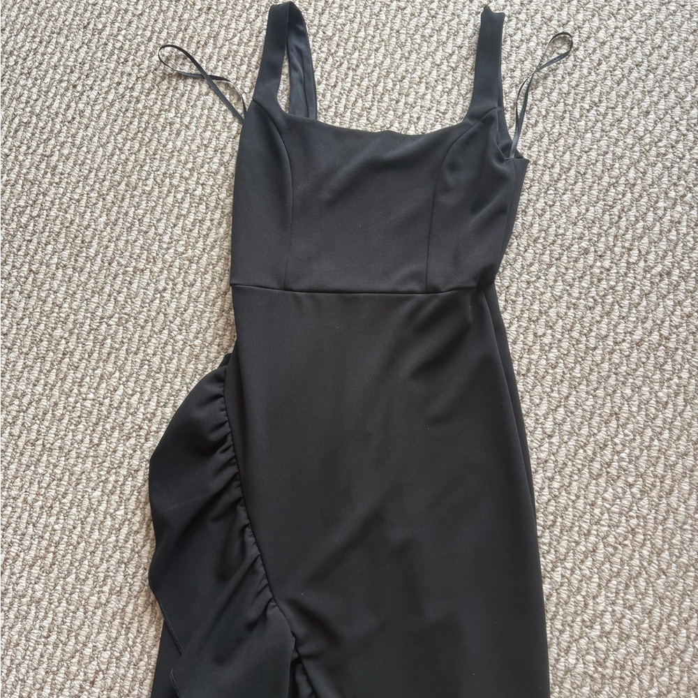 Lulu's Black Ruffle-Trim Maxi Dress - Picture 2 of 4